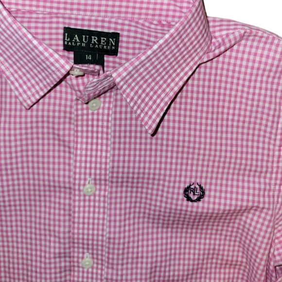 NWOT Lauren Ralph Lauren Pink and White Button Down Button Up Dress Shirt 14 - Picture 8 of 10